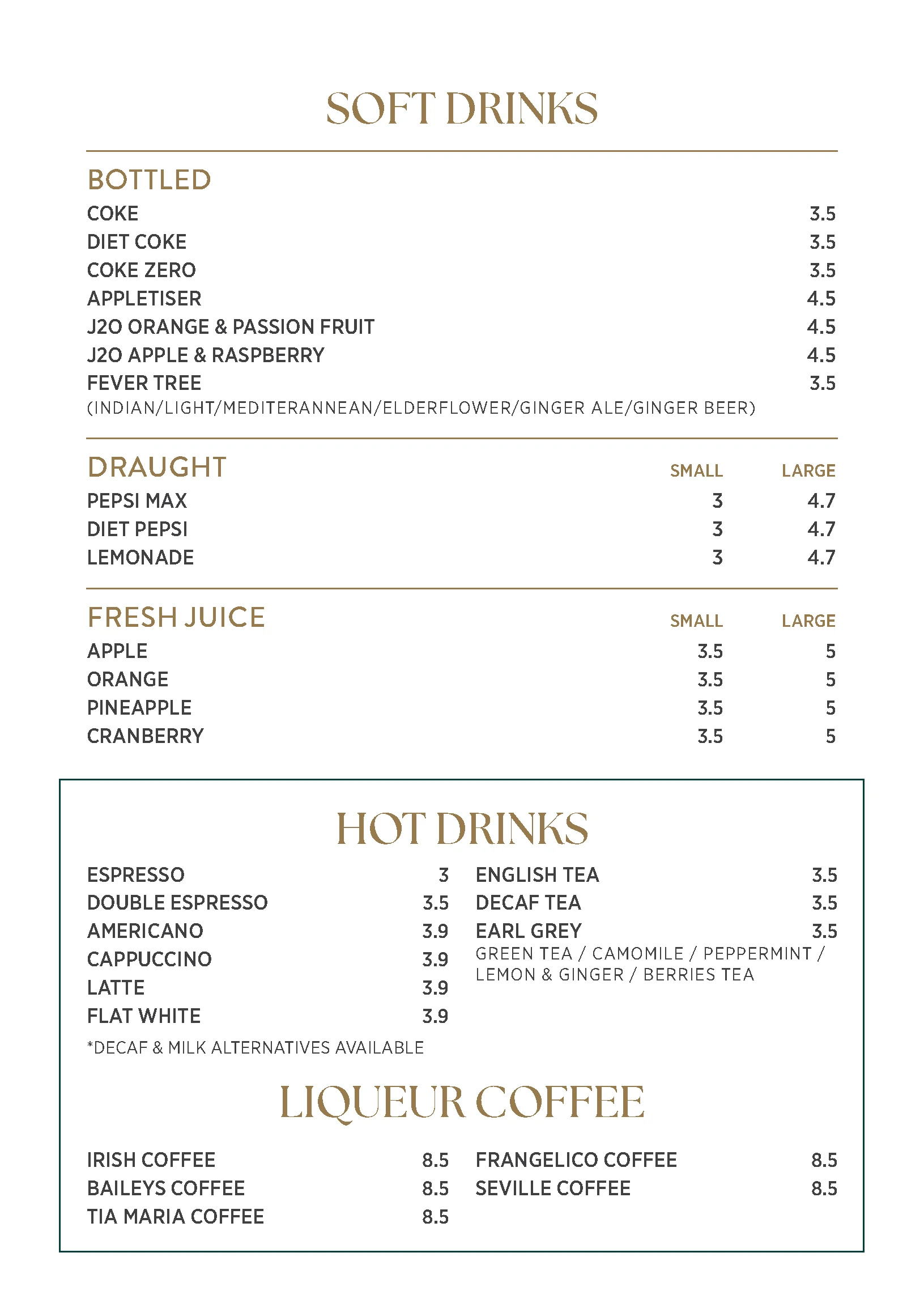 Drinks menu, page 7 of 8 at Bistro Franc, Liverpool