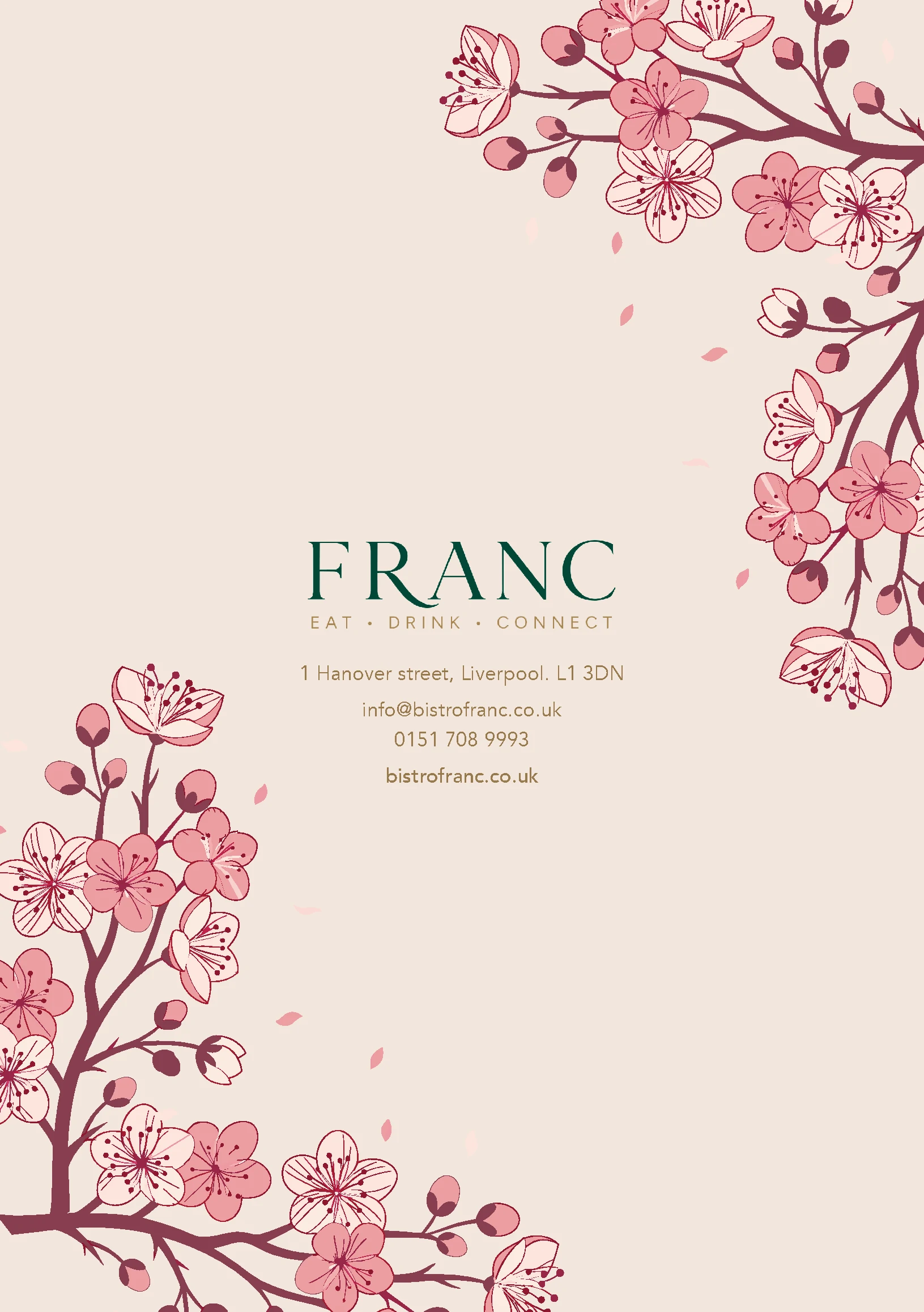 Drinks menu, page 8 of 8 at Bistro Franc, Liverpool